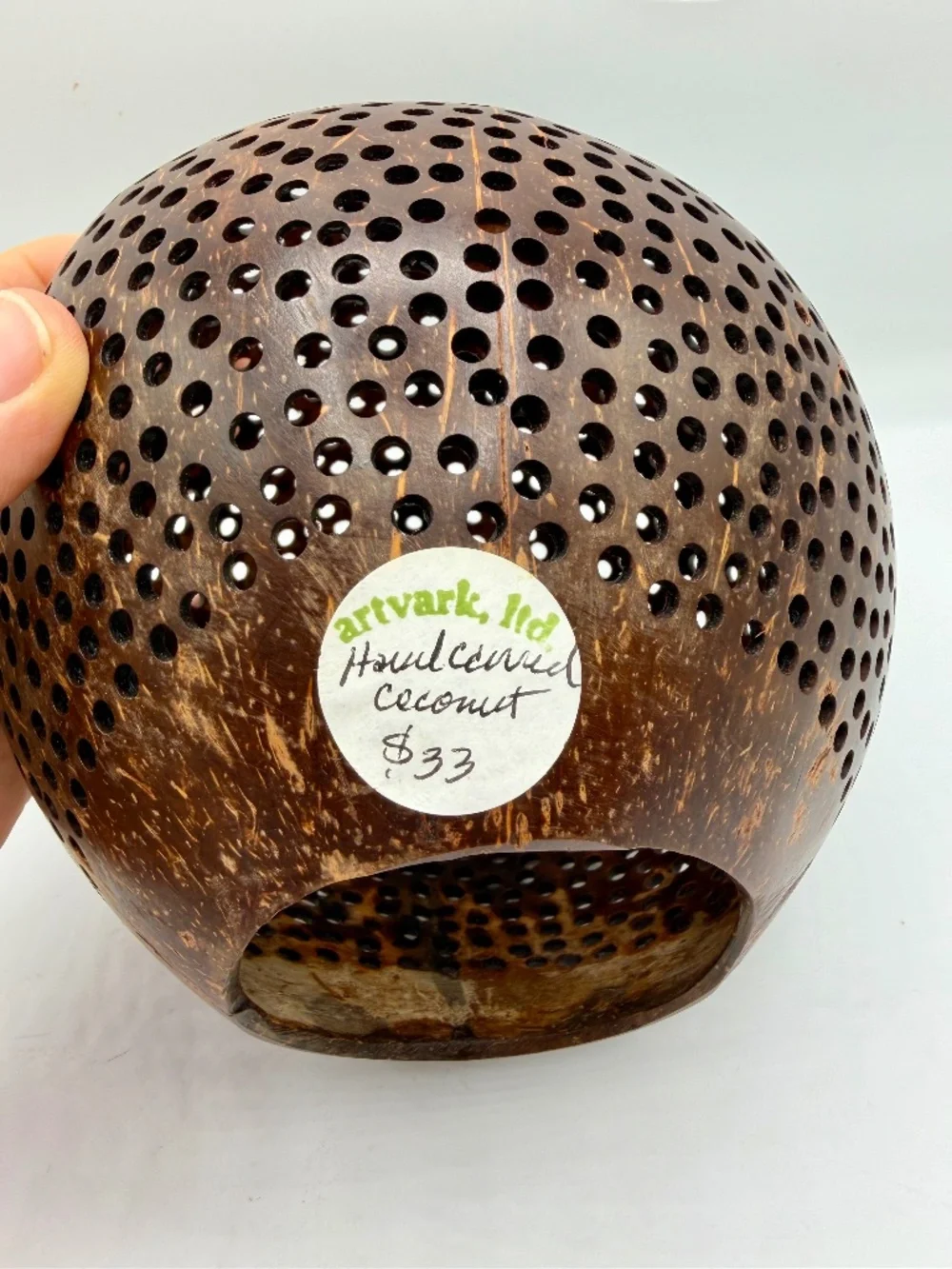 Hand Carved Coconut Shell NWT